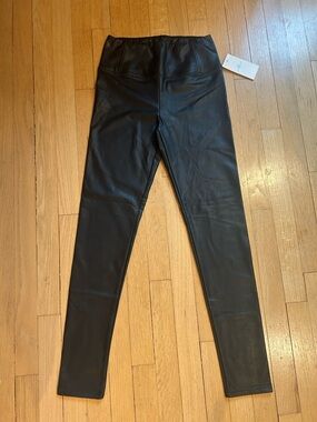 7 For all Mankind Black Faux Leather High-Waist Leggings